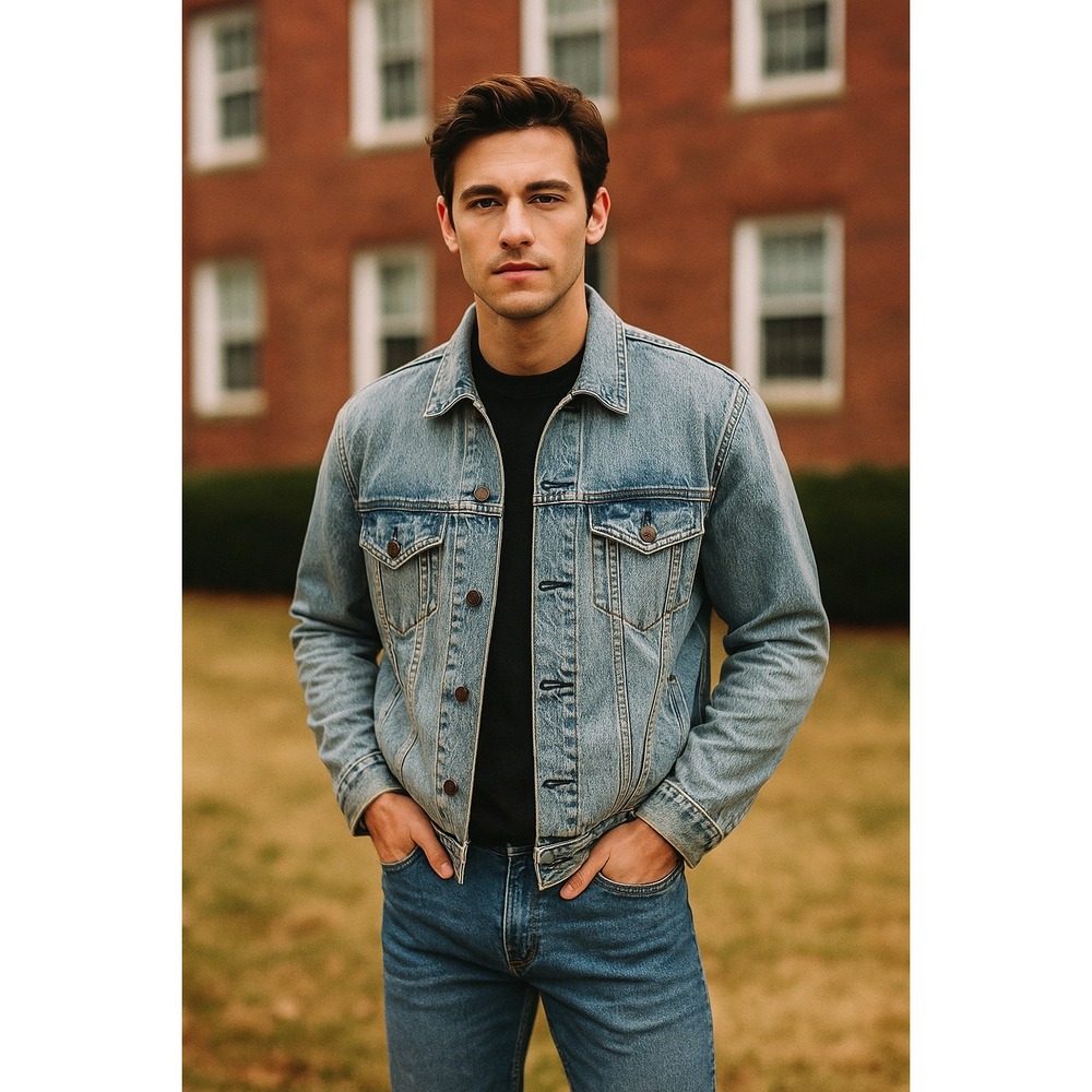 American Eagle Denim Jacket Medium Wash Jean‎ Trucker Jacket Casual